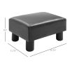 Ottoman Foot Rest, Small Foot Stool with Faux Leather Upholstery, Rectangular Ottoman Footrest with Padded Foam Seat and Plastic Legs, Bright Black