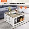 VEVOR 31.5" Farmhouse Coffee Table, Square Coffee Table with Open Storage Compartment, Wooden Rustic Cocktail Table for Living Room, Bedroom