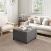 Tufted Storage Ottoman with Lift Top Fabric Metal Hinge Rubberwood Frame Living Room