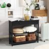 Console Table with Drawers and 2 Shelves Modern Sofa Table for Entryway Living Room Bedroom Black