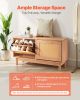 VEVOR Entryway Shoe Bench, 39.4 x 11.8 x 20.9 Inch Rattan-Like Shoes Bench with 2 Flip Drawers