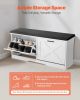 VEVOR Entryway Shoe Storage Bench, 39.4 x 12.0 x 18.7 Inch Shoe Organizer with Flip Drawers, 440lbs Narrow Shoes Rack Bench with Cushion & Flip Doors