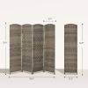Folding Room Divider Screen 4 Panel 6' Tall Privacy Screen Freestanding Wood Partition for Home Office, Dark Rustic Oak