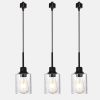 3-Lights H-Type Track Light, Dimmable Track Mount Pendant Lighting Fixtures with Seeded Glass Shade, (TRACK NOT INCLUDE)