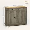 40" Storage Cabinet Sideboard, Large Kitchen Buffet Table with Multi Drawers & Adjustable Shelf, Distressed Gray