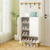 5-Tier Shoe Cabinet with Faux Marble Countertop and Flat Tilting Shelves