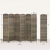 Folding Room Divider Screen 6 Panel 6' Tall Privacy Screen Freestanding Wood Partition for Home Office, Dark Rustic Oak