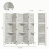 5 Panel 67" Tall Wood Privacy Screen Room Divider with 3 Shelves and Folding Storage for Bedroom, Distressed White