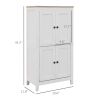 Bathroom Storage Cabinet, Modern Bathroom Floor Cabinet with 4 Doors and 2 Adjustable Shelves, White