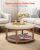 VEVOR Large Round Ottoman Coffee Table, 31.9 Inch Tufted Coffee Table with Solid Wood Shelf Storage