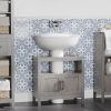 Under Sink Storage Cabinet Pedestal Bathroom Vanity 2 Doors Shelf Organizer Gray