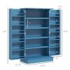 Freestanding Kitchen Pantry Cabinet, Kitchen Cabinet with 12 Door Shelves, Double Doors, 5-tier Shelving, Blue