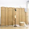 Folding Room Divider Screen 8 Panel 5.6 ' Tall Privacy Screen Freestanding Room Partition for Home Office, Nature Wood