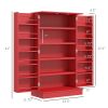 40.9" Kitchen Sideboard Cabinet, Freestanding Kitchen Storage Cabinet w/ Double Doors & 5-tier Shelving for Home, Dining Room, Red