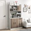 71 Inch Kitchen Pantry Storage Cabinet Buffet Sideboard with Built-in Charge Station