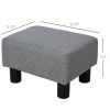 Versatile Accent: 16" Gray Linen Fabric Ottoman Cube Footrest & Pouf