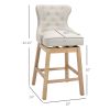 Elegant Bar Stools with Backs Set of 2 Nailhead Trim Curved Backrest Cream White