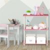 23.6"W x 11.6"D x 29.5"H 3-Shelf Decorative Shelves, Pink and White