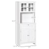 Kitchen Buffet Hutch Cabinet, Freestanding Kitchen Pantry Storage Cabinet Cupboard with Framed Glass Door, Drawer and Microwave Space, White