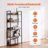 VEVOR Metal Bookshelf, 5-Tier Tall Industrial Bookshelf, Rustic Display Vintage Storage Bookcase with Open Shelves