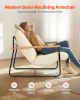 VEVOR Accent Chair, Metal Framed Chair with Wooden Armrests, Modern Cozy Upholstered Armchair, with Soft Foam Cushioning, Detachable Cushion