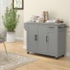 Moveable Kitchen Island with Storages, Movable Kitchen Cart w/ 3 Cabinets & Stainless Steel Countertop, Elegant Storage Trolley for Dining, Gray