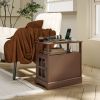 Narrow Side Table End Table with Charging Station, USB Ports, Modern End Table with Storage for Living Room, Brown