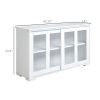 White Stackable Sideboard with Glass Door & Ample Storage for Modern Dining Room or Kitchen