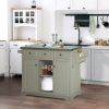 Kitchen Island, Gray, on Wheels with Stainless Steel Top, Spice Rack, Drawers, Utility Portable Multi-Storage Cart