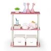 23.6"W x 11.6"D x 29.5"H 3-Shelf Decorative Shelves, Pink and White