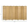 Folding Room Divider Screen 8 Panel 5.6 ' Tall Privacy Screen Freestanding Room Partition for Home Office, Nature Wood