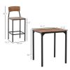3-Piece Dining Set Industrial Counter Height Bar Table and Chairs Black