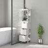 Narrow Bathroom Storage Cabinet, Bathroom Cabinet with 3 Drawers & 2 Open Shelves, Slim Bathroom Floor Cabinet, White