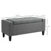 Linen Upholstered Storage Ottoman with Lift-Top Design Space-Saving Gray