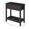Dark Coffee End Side Table with Flip Top Storage Hinge Cabinet Bottom Shelf Sturdy Base for Living Room
