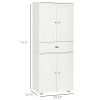 Kitchen Pantry Cabinet, Tall Kitchen Storage Cabinet, Freestanding Pantry with 2 Double Doors, Adjustable Hinge and Drawer for Kitchen, White