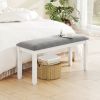 Upholstered Bedroom Bench with Padded Seat and Solid Wood Legs