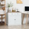 White Sideboard Buffet Cabinet with 2 Storage Drawers 2 Door Kitchen Cabinet for Living Room Entryway