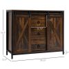 Buffet Kitchen Cabinet, Kitchen Sideboard Cabinet with Barn Doors, 3 Drawers and Adjustable Shelves for Living Room, Rustic Brown