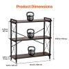 VEVOR Metal Bookshelf, 3-Tier Industrial Bookshelf, Small Rustic Storage Display Bookcase with Open Shelves