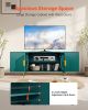 VEVOR TV Stand for TVs up to 75 inch, Modern Entertainment Center with Glass Doors and Gold Legs, TV Cabinet Storage with Adjustable Shelves