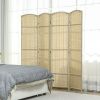 Folding Room Divider Screen 4 Panel 5.6 ' Tall Privacy Screen Freestanding Room Partition for Home Office, Beige
