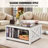 VEVOR 31.5" Farmhouse Coffee Table, Square Coffee Table with Open Storage Compartment, Wooden Rustic Cocktail Table for Living Room, Bedroom