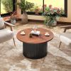 Round coffee table, living room table with solid wood frame and wooden tabletop