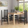 Farmhouse Dining Table Chairs Set of 4 Pine Wood Slat Back Black