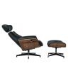 Large Genuine Leather Recliner Lounge Chair With Ottoman Swivel Arm chair Black Walnut