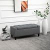 Linen Upholstered Storage Ottoman with Lift-Top Design Space-Saving Gray