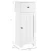 Small Bathroom Floor Storage Cabinet Free Standing Cupboard Organizer with 1 Drawer and Adjustable Shelf for Living Room, White