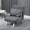 Folding Convertible Sofa Bed Sleeper Chair 5 Position Light Grey Steel Frame