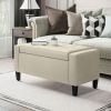 Linen Tufted Storage Ottoman Bench with Lift Top for Spacious Living Room Entryway Bedroom Decor Beige